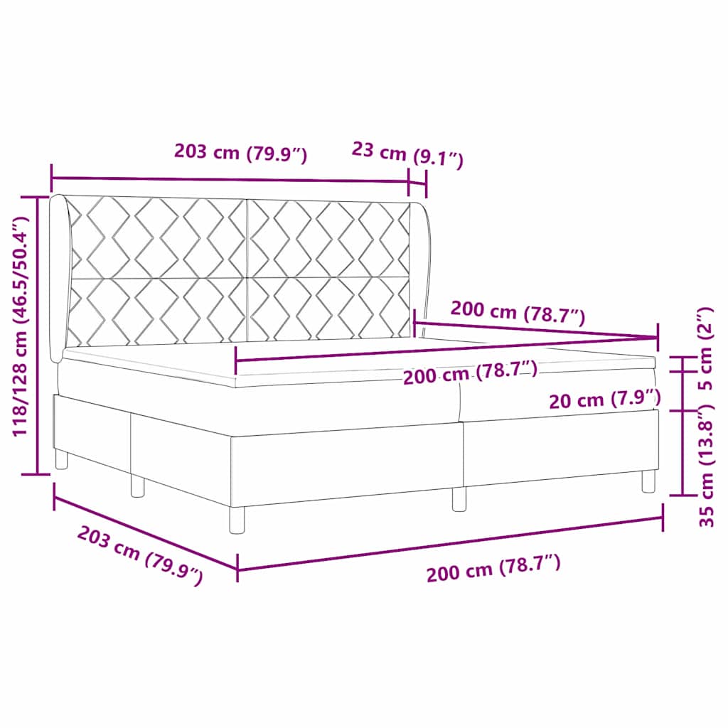 Boxspringbett mit Matratze Dunkelblau 200 x 200 cm Samt