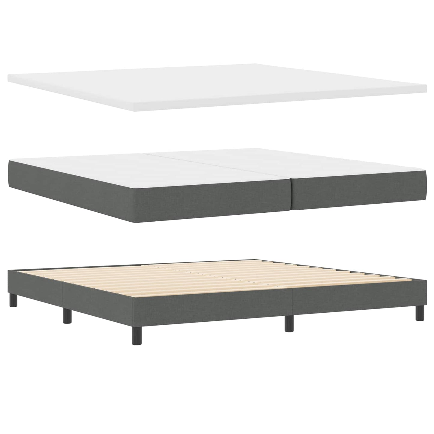 Boxspringbett mit Matratze Dunkelgrau 200 x 200 cm Polyester