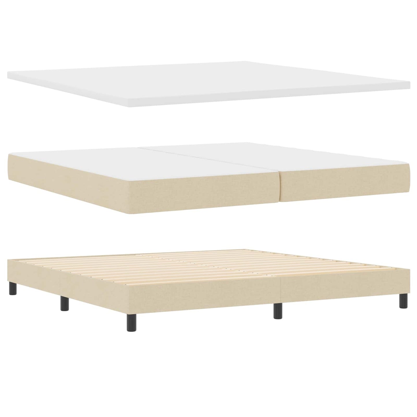 Boxspringbett mit Matratze Creme 200 x 200 cm Stoff