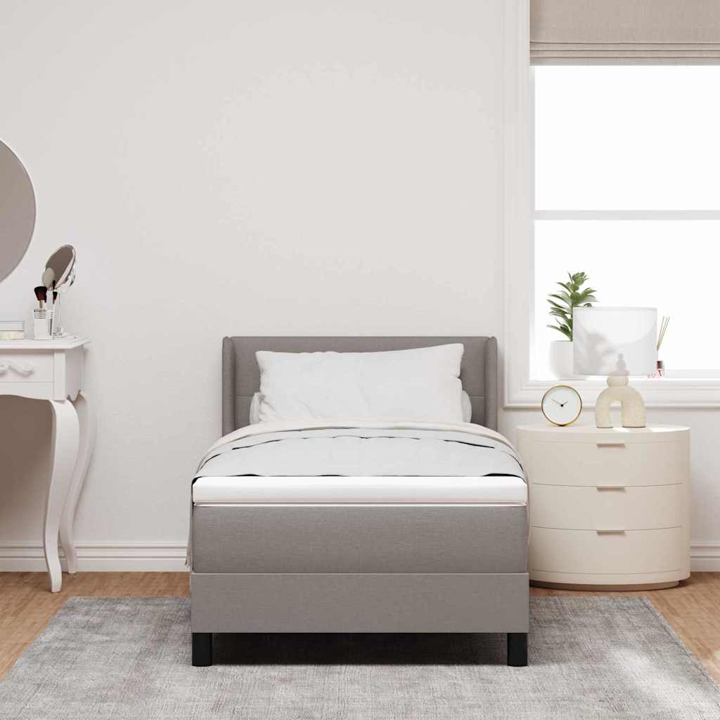 vidaXL Boxspringbett mit Matratze Taupe 200 x 90 cm Polyester