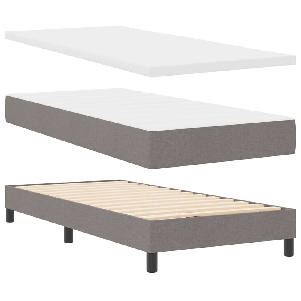 vidaXL Boxspringbett mit Matratze Taupe 200 x 90 cm Polyester