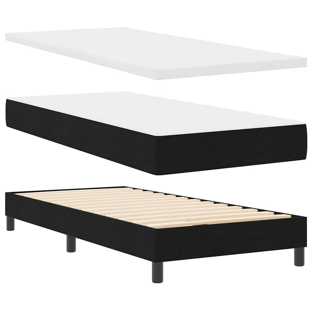 vidaXL Boxspringbett mit Matratze Schwarz 200 x 200 cm Polyester