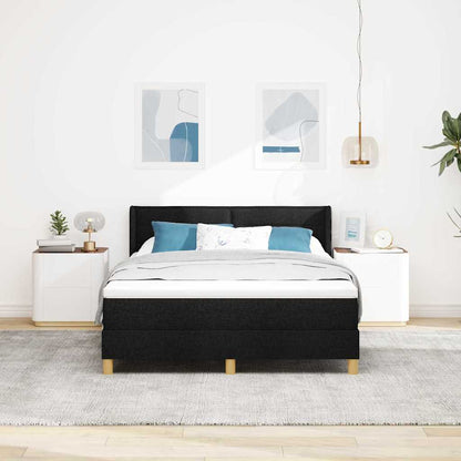 vidaXL Boxspringbett mit Matratze Schwarz 190 x 140 cm Polyester