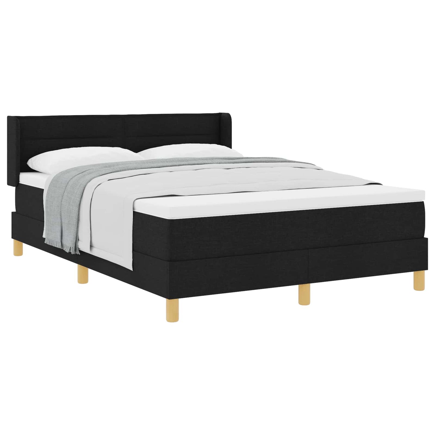 vidaXL Boxspringbett mit Matratze Schwarz 190 x 140 cm Polyester