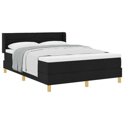 vidaXL Boxspringbett mit Matratze Schwarz 190 x 140 cm Polyester