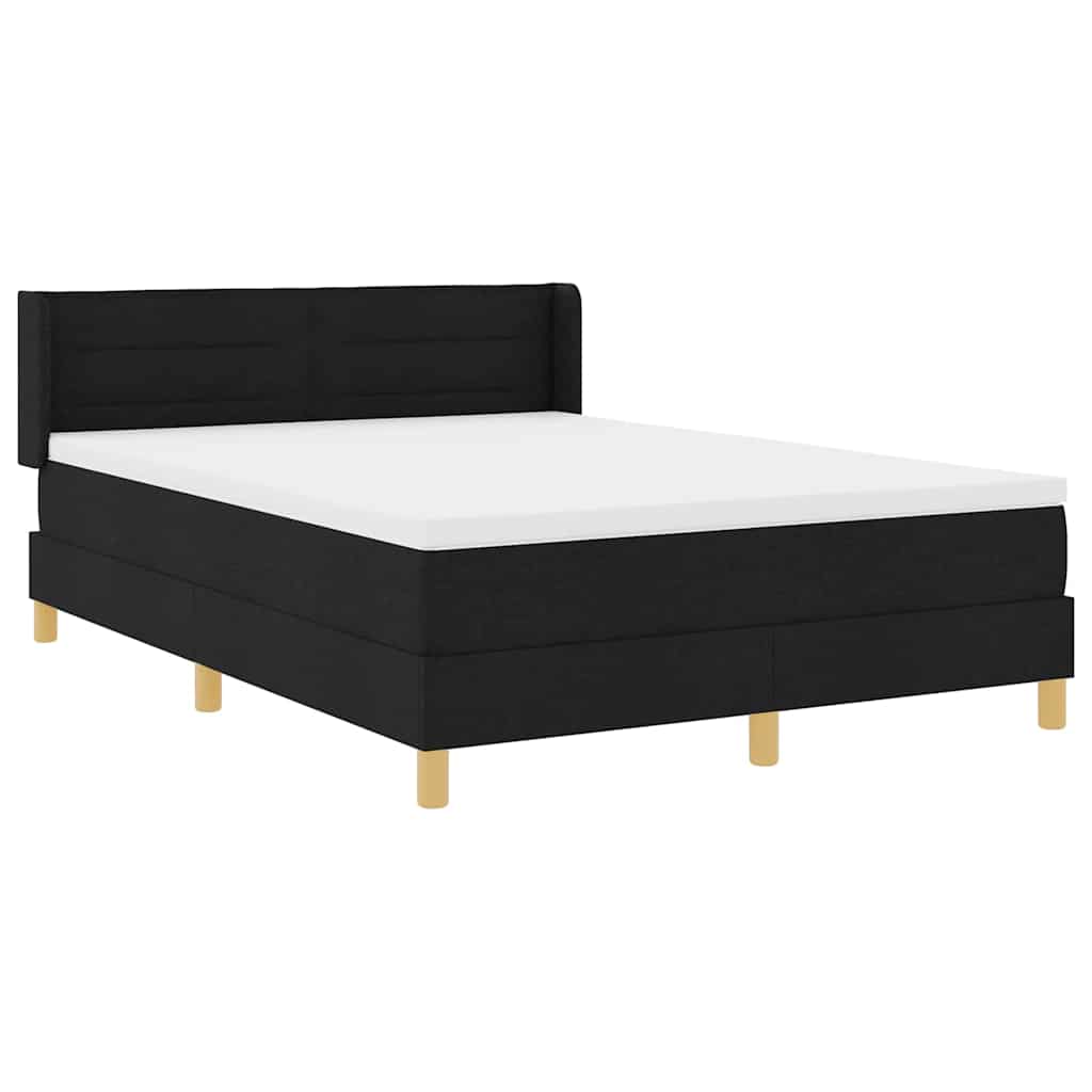 vidaXL Boxspringbett mit Matratze Schwarz 190 x 140 cm Polyester