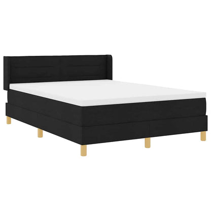 vidaXL Boxspringbett mit Matratze Schwarz 190 x 140 cm Polyester