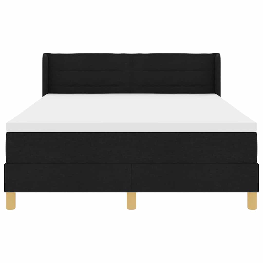 vidaXL Boxspringbett mit Matratze Schwarz 190 x 140 cm Polyester