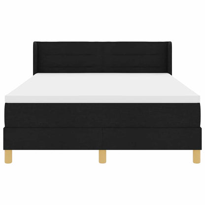 vidaXL Boxspringbett mit Matratze Schwarz 190 x 140 cm Polyester