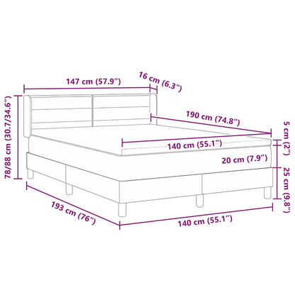 vidaXL Boxspringbett mit Matratze Schwarz 190 x 140 cm Polyester