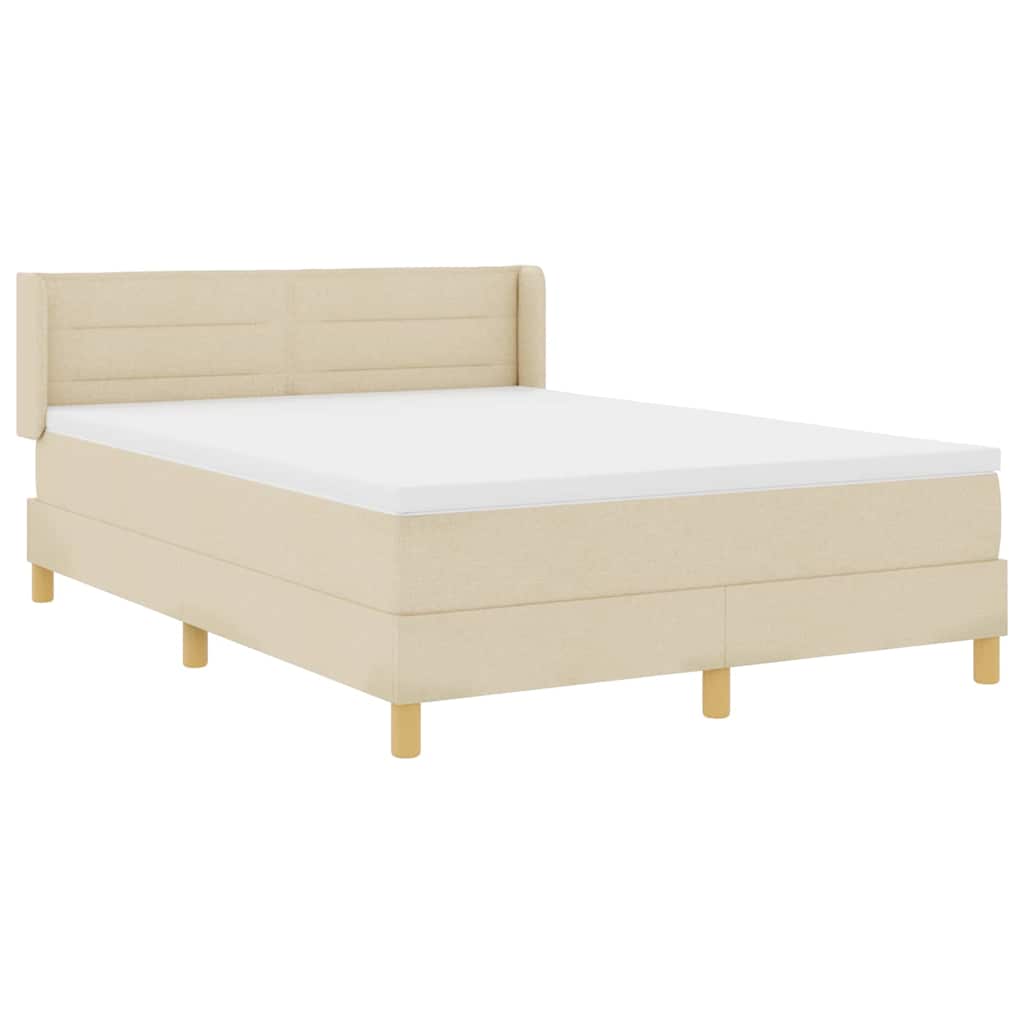Boxspringbett mit Matratze Creme 190 x 140 cm Stoff
