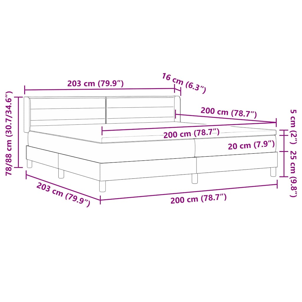 Boxspringbett mit Matratze Dunkelgrau 200 x 200 cm Polyester