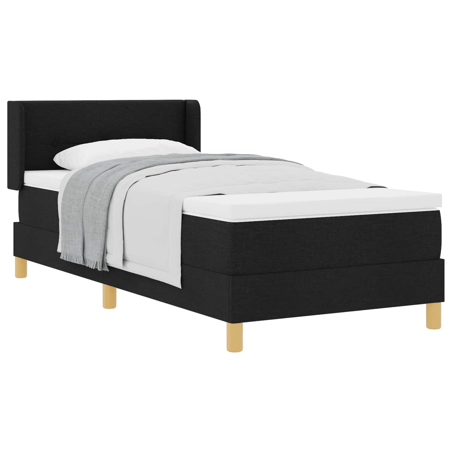 Boxspringbett mit Matratze Schwarz 190 x 90 cm Stoff