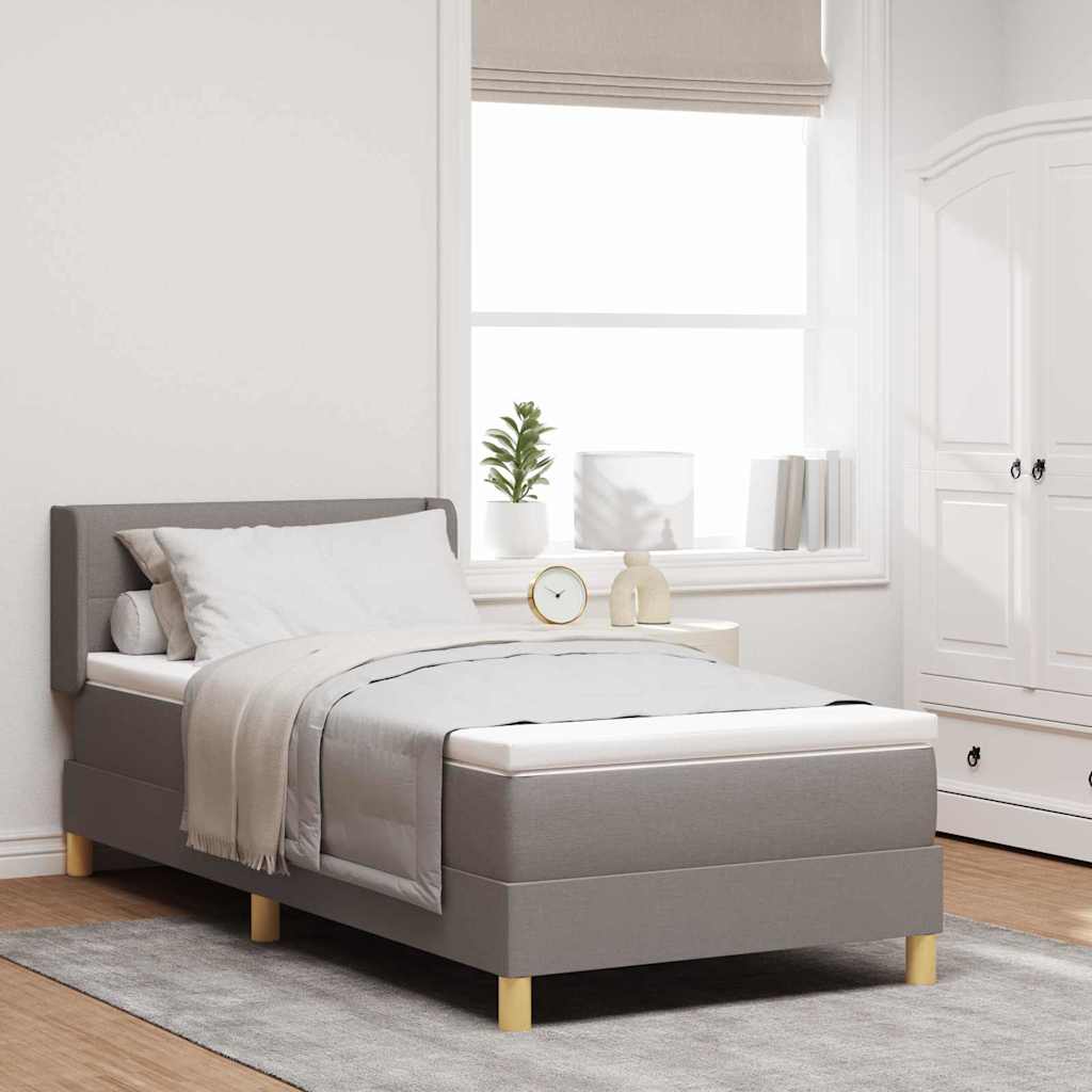 vidaXL Boxspringbett mit Matratze mit Kopfteil Taupe 90 x 190 cm Stoff