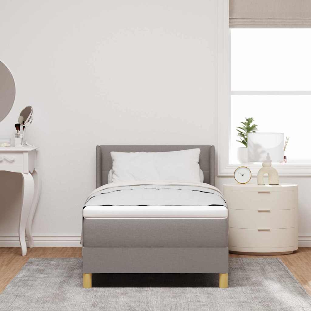 vidaXL Boxspringbett mit Matratze mit Kopfteil Taupe 90 x 190 cm Stoff