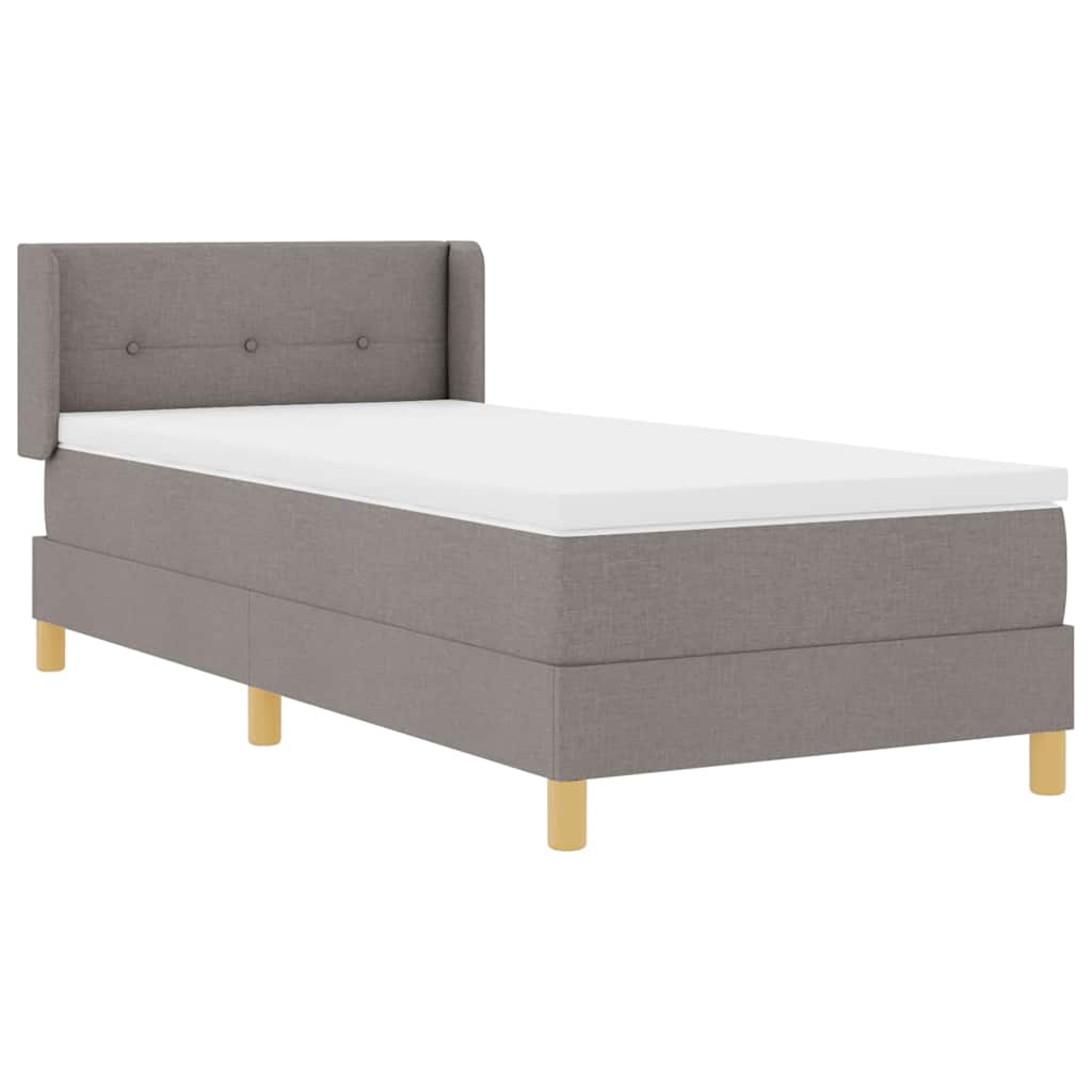 vidaXL Boxspringbett mit Matratze mit Kopfteil Taupe 90 x 190 cm Stoff