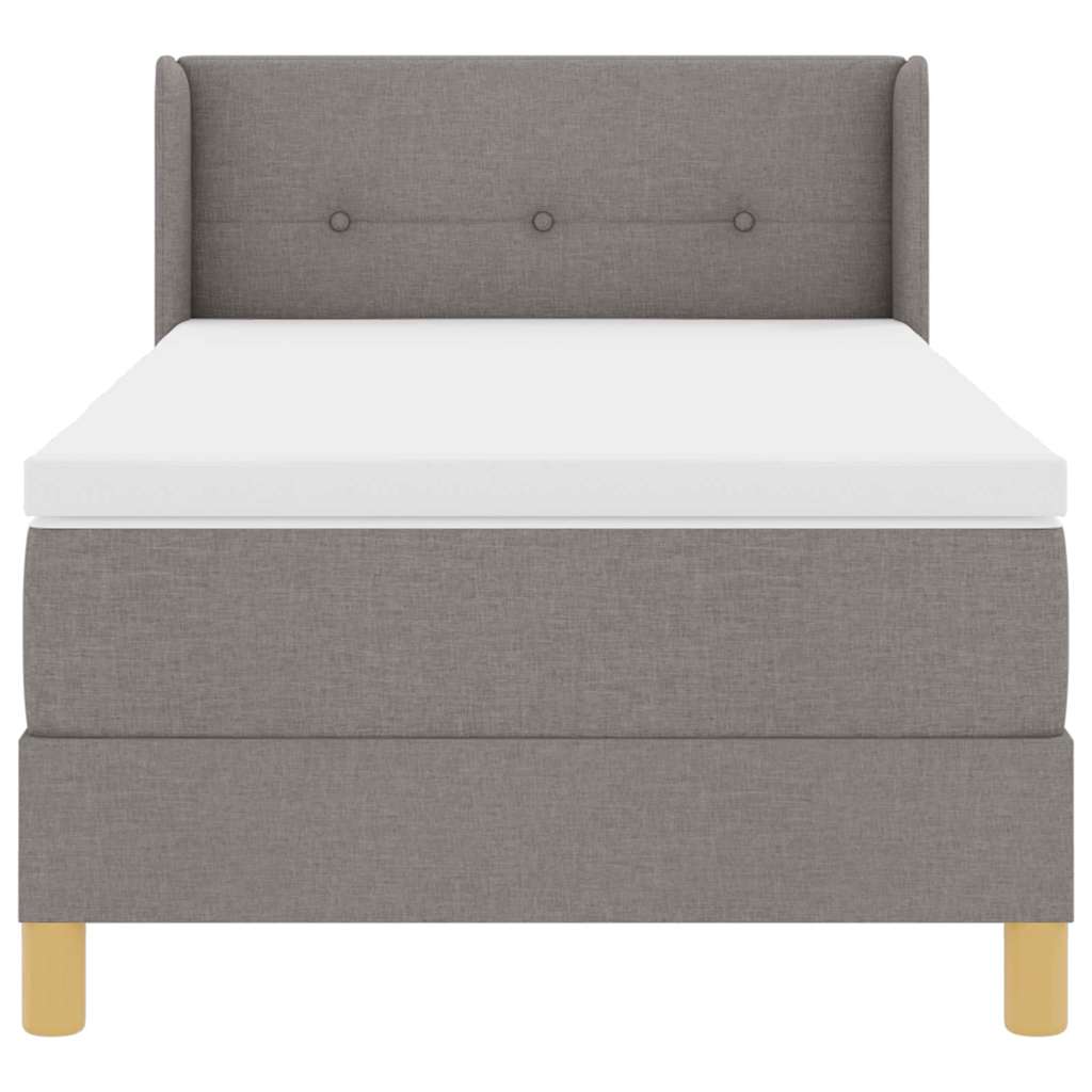 vidaXL Boxspringbett mit Matratze mit Kopfteil Taupe 90 x 190 cm Stoff