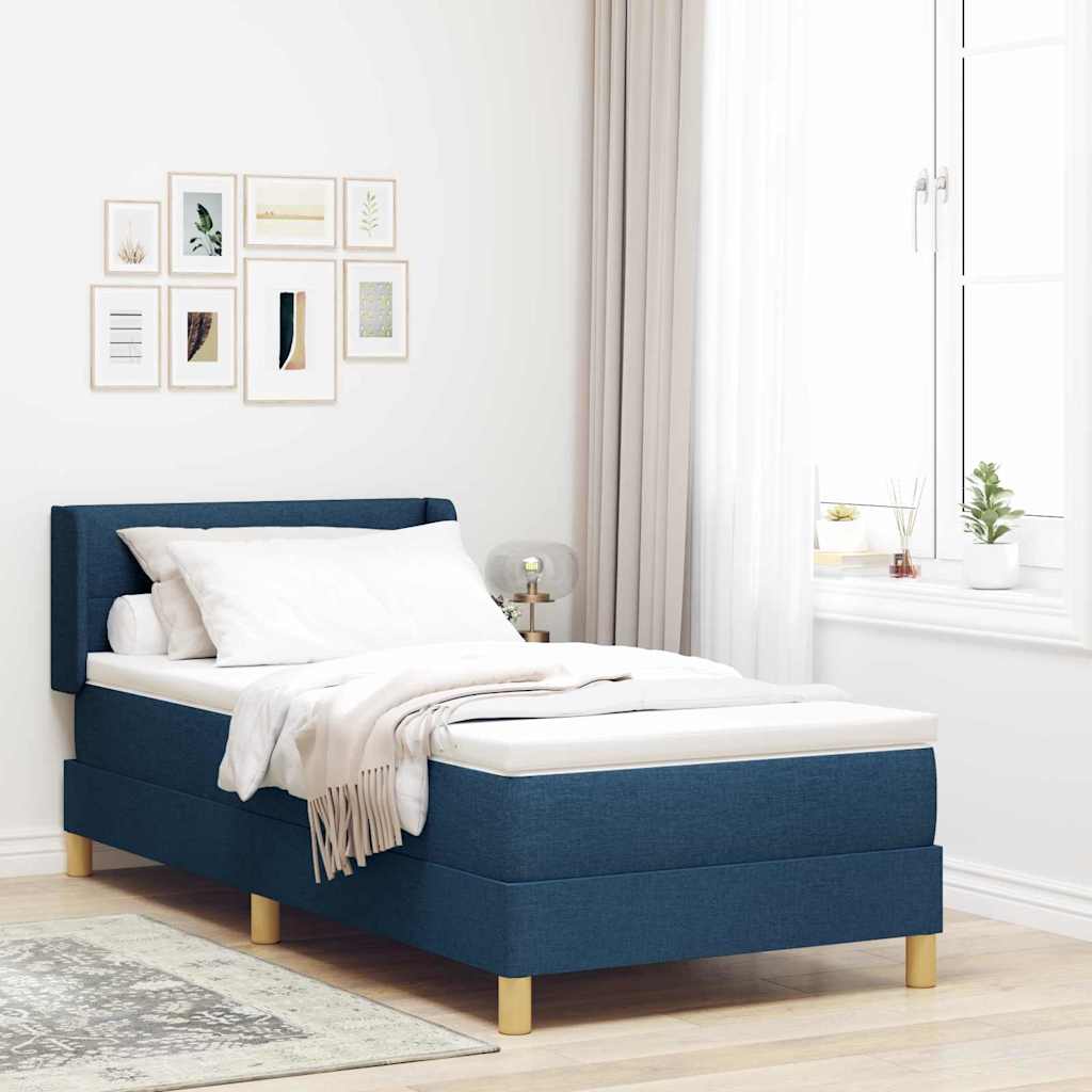 Boxspringbett mit Matratze mit Kopfteil Blau 90 x 190 cm Stoff