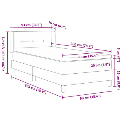 vidaXL Boxspringbett mit Matratze mit Kopfteil Taupe 90 x 200 cm Stoff