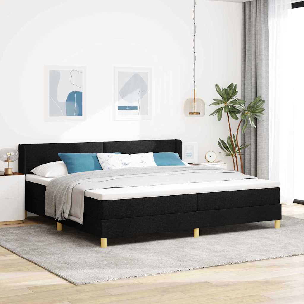 vidaXL Boxspringbett mit Matratze Schwarz 200 x 200 cm Polyester