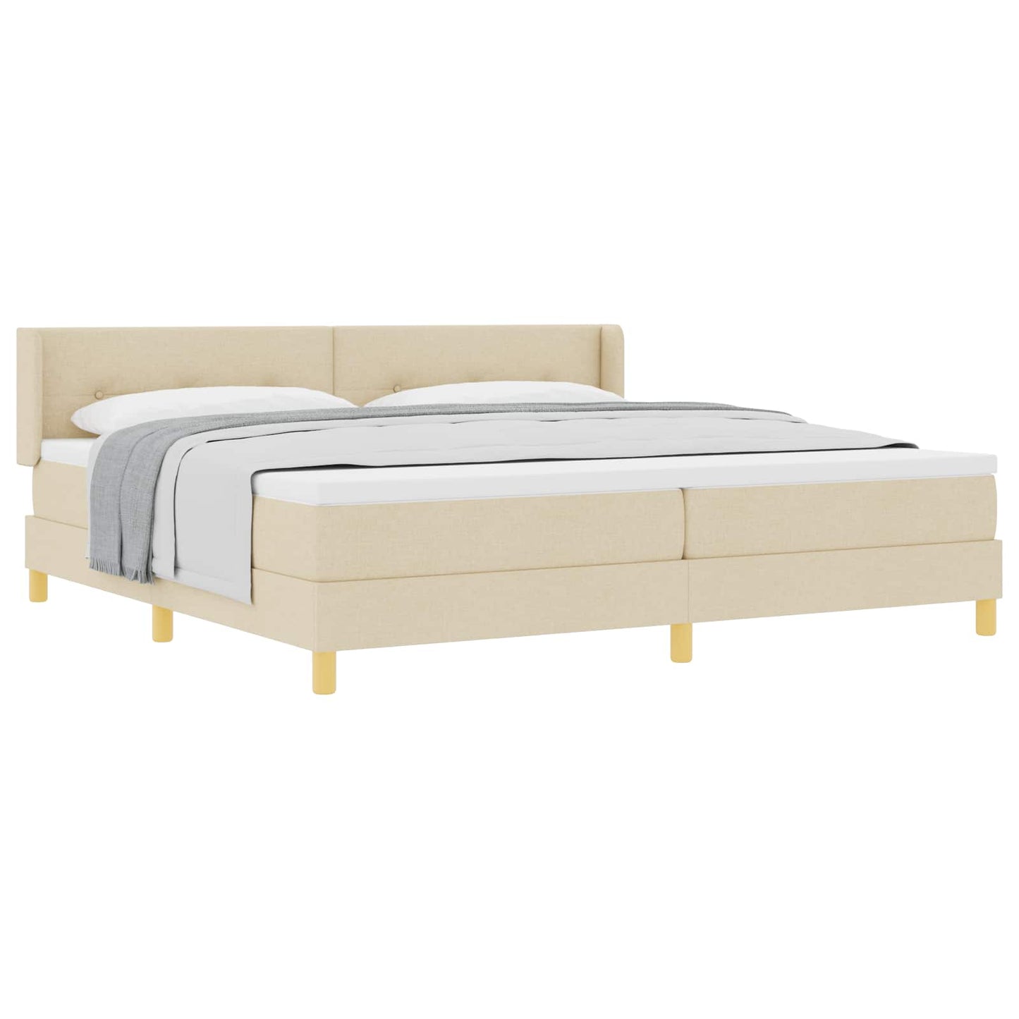Boxspringbett mit Matratze Creme 200 x 200 cm Polyester