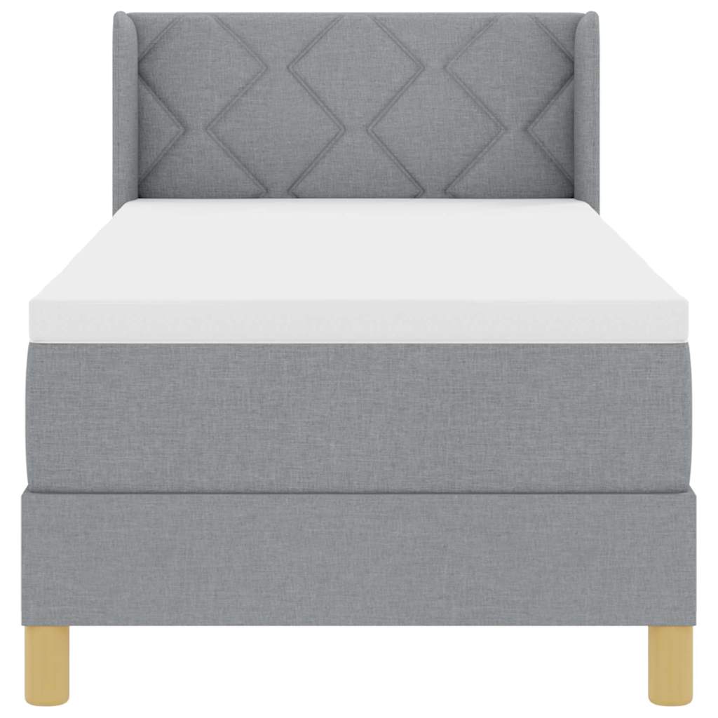 Boxspringbett mit Matratze Hellgrau 80 x 200 cm Stoff