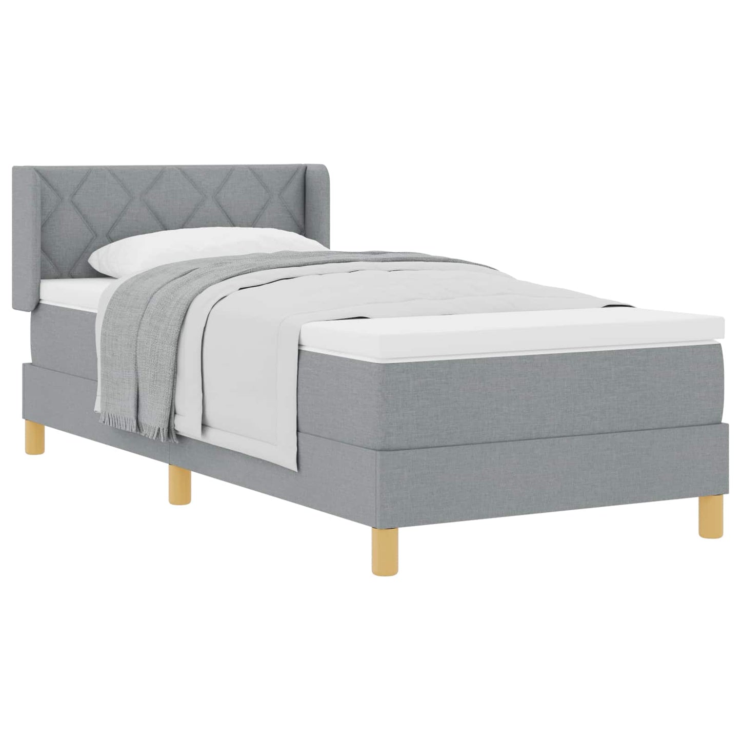 Boxspringbett mit Matratze Hellgrau 200 x 90 cm Polyester