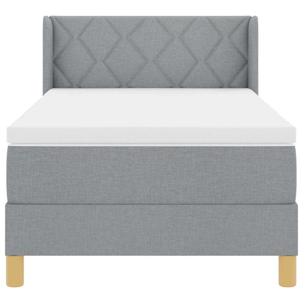 Boxspringbett mit Matratze Hellgrau 200 x 90 cm Polyester