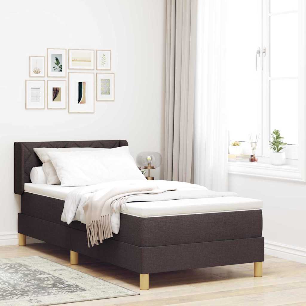 Boxspringbett mit Matratze Dunkelbraun 200 x 90 cm Stoff