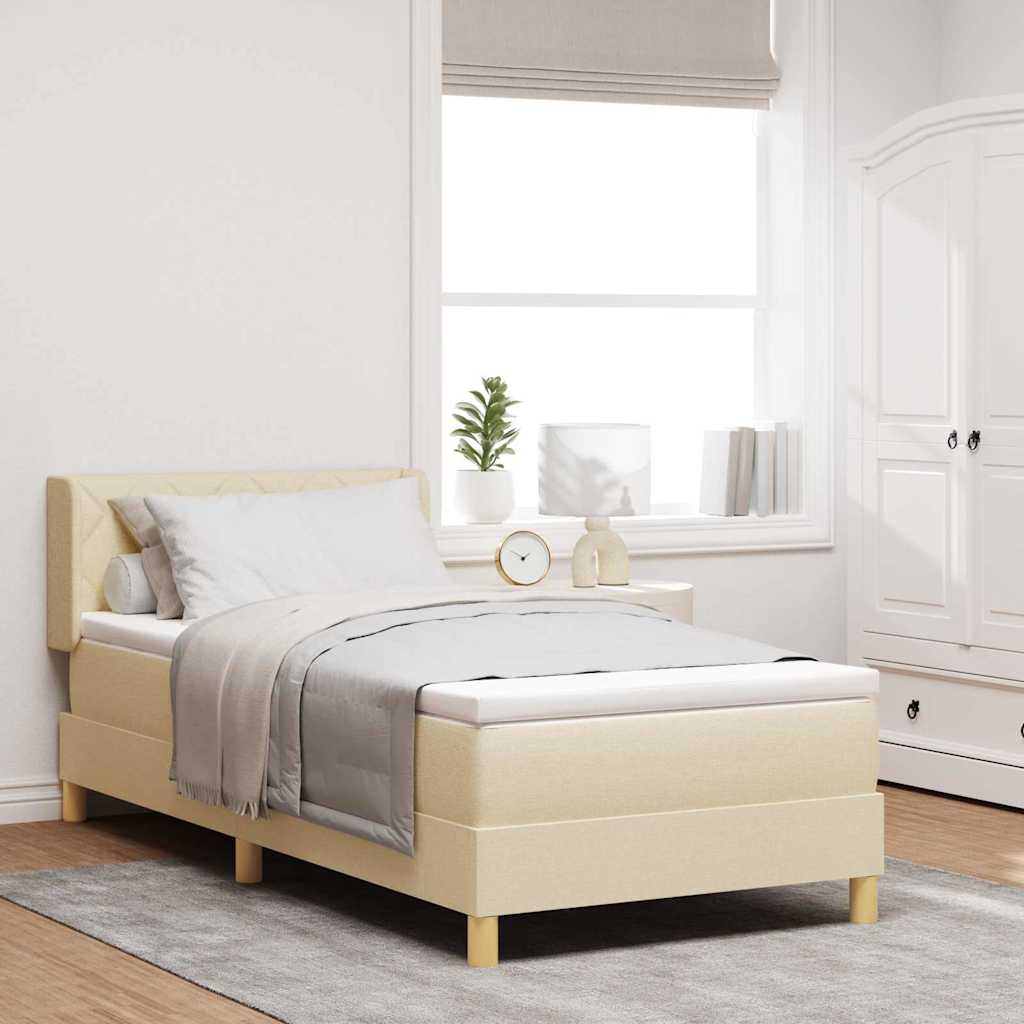 Boxspringbett mit Matratze mit Kopfteil Creme 200 x 90 cm Stoff