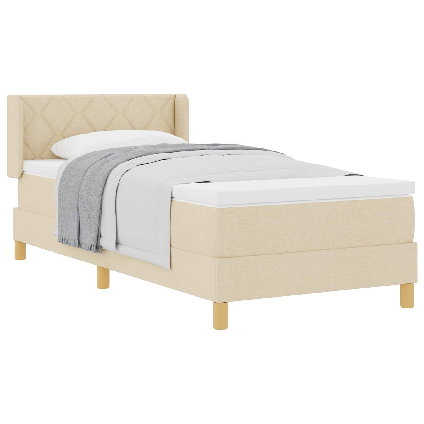 Boxspringbett mit Matratze mit Kopfteil Creme 200 x 90 cm Stoff