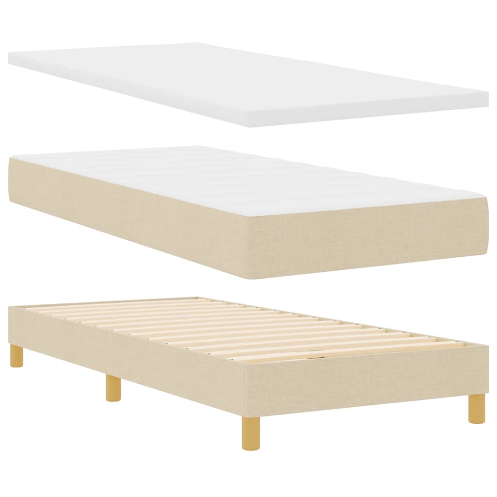 Boxspringbett mit Matratze mit Kopfteil Creme 200 x 90 cm Stoff