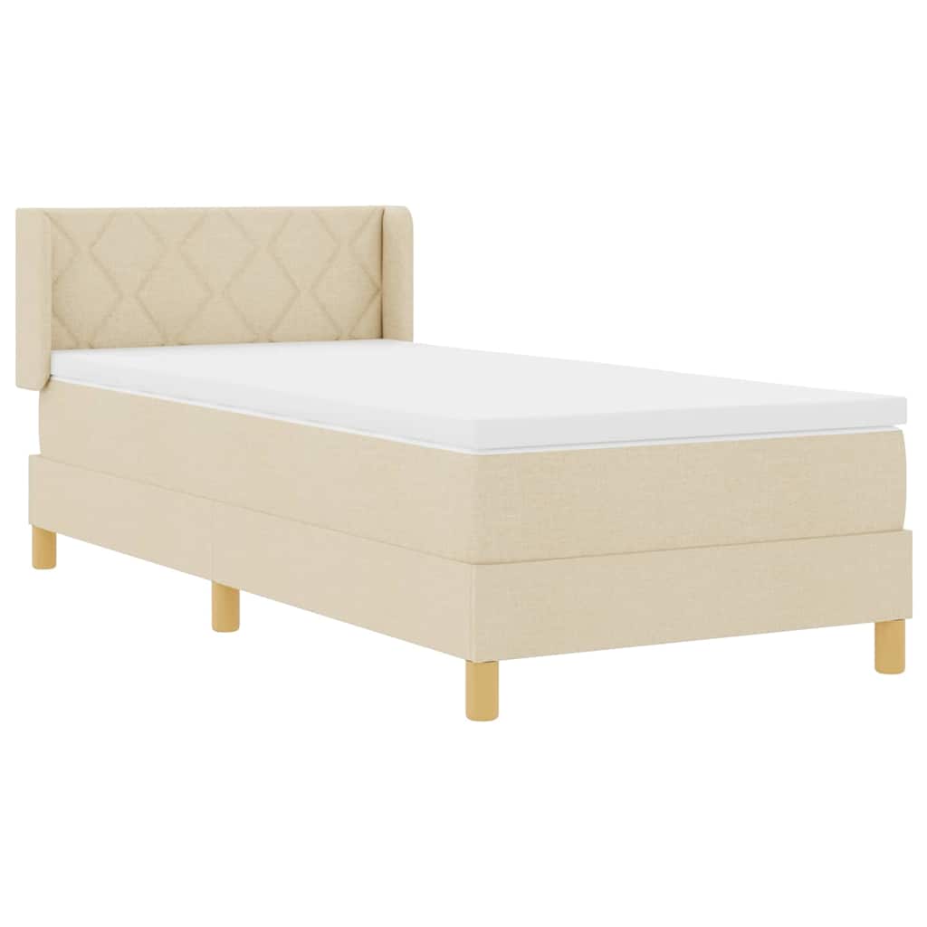 Boxspringbett mit Matratze mit Kopfteil Creme 200 x 90 cm Stoff