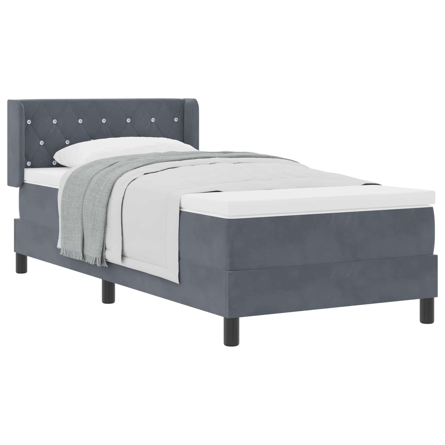 Boxspringbett mit Matratze Dunkelgrau 200 x 90 cm Samt