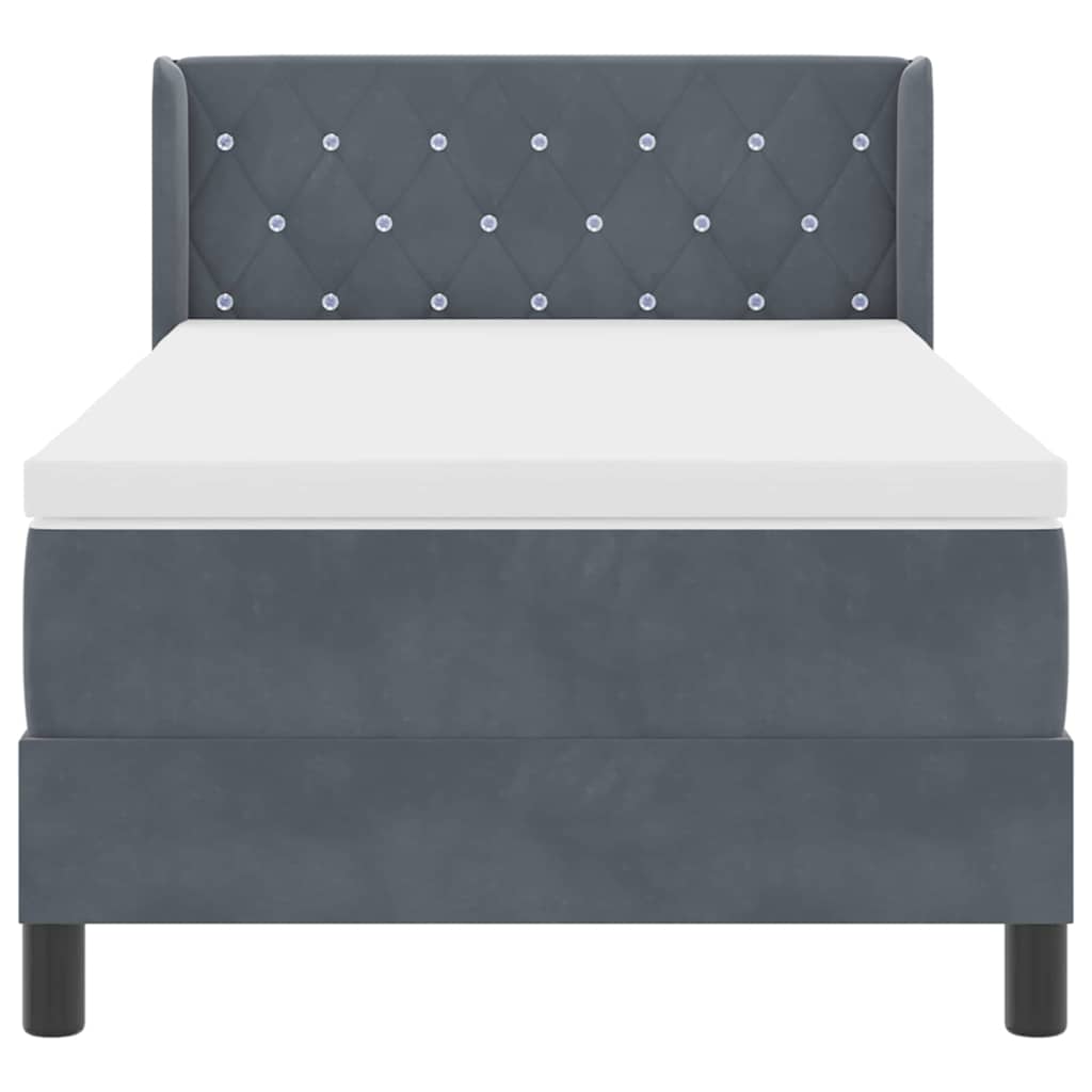 Boxspringbett mit Matratze Dunkelgrau 200 x 90 cm Samt