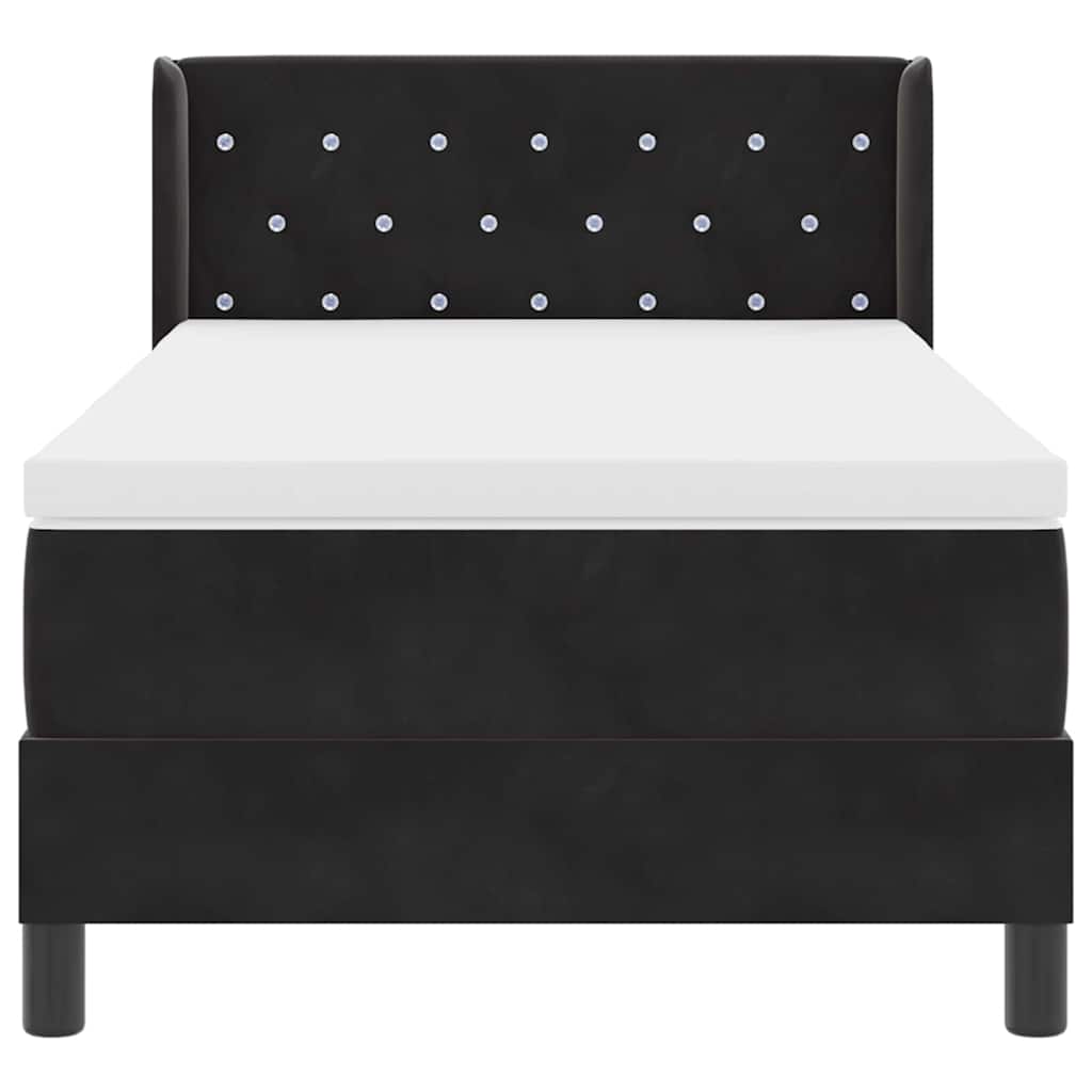 Boxspringbett mit Matratze Schwarz 200 x 90 cm Samt