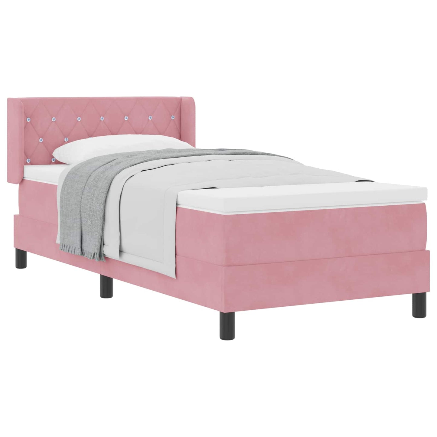 Boxspringbett mit Matratze mit Kopfteil Rosa 200 x 100 cm Samt