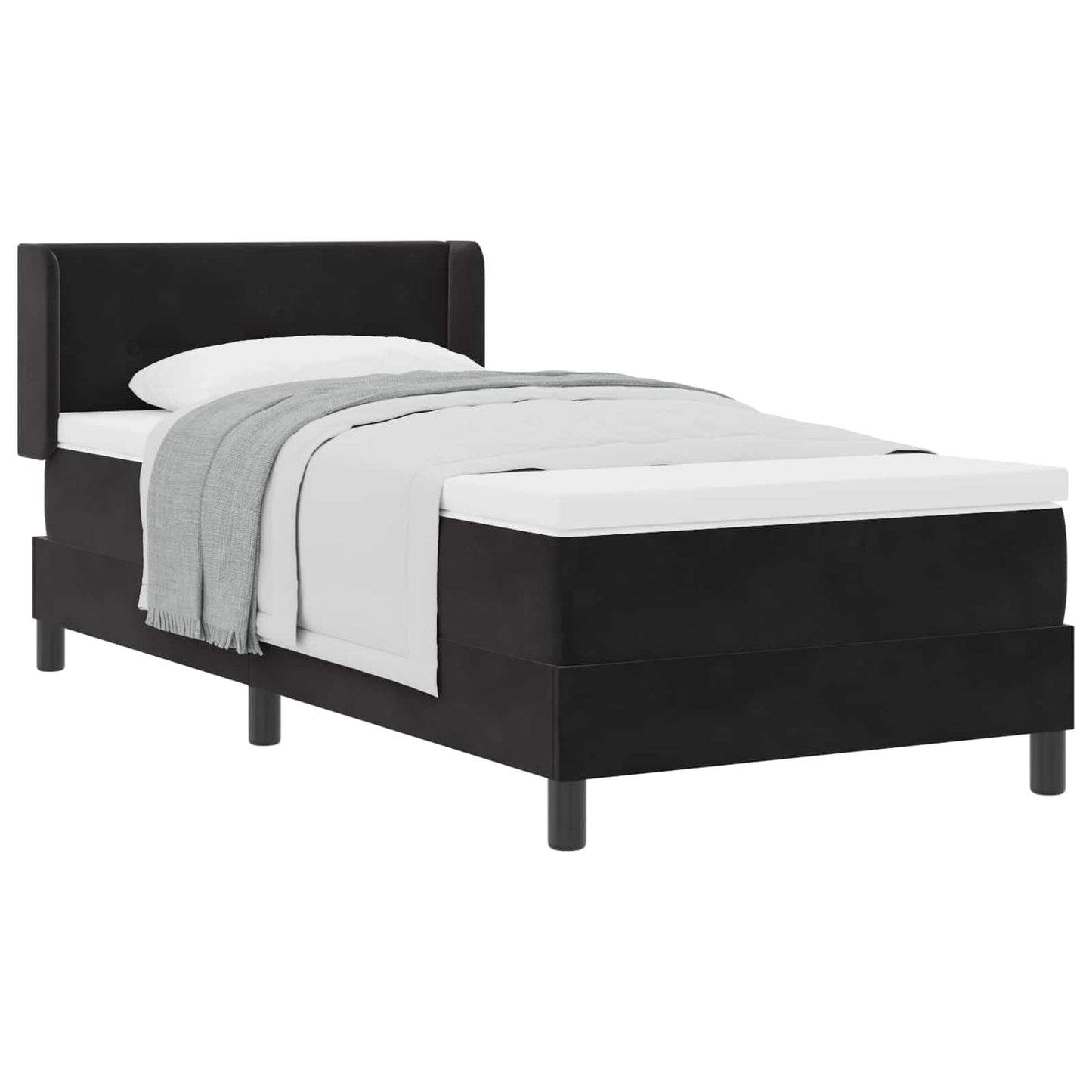 Boxspringbett mit Matratze Schwarz 190 x 90 cm Samt