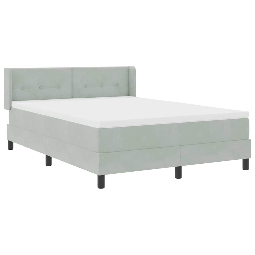 Boxspringbett mit Matratze Hellgrau 190 x 140 cm Polyester