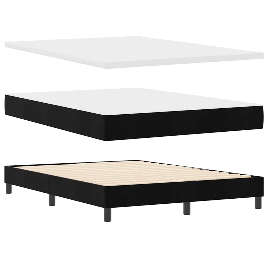 Boxspringbett mit Matratze Schwarz 190 x 140 cm Samt