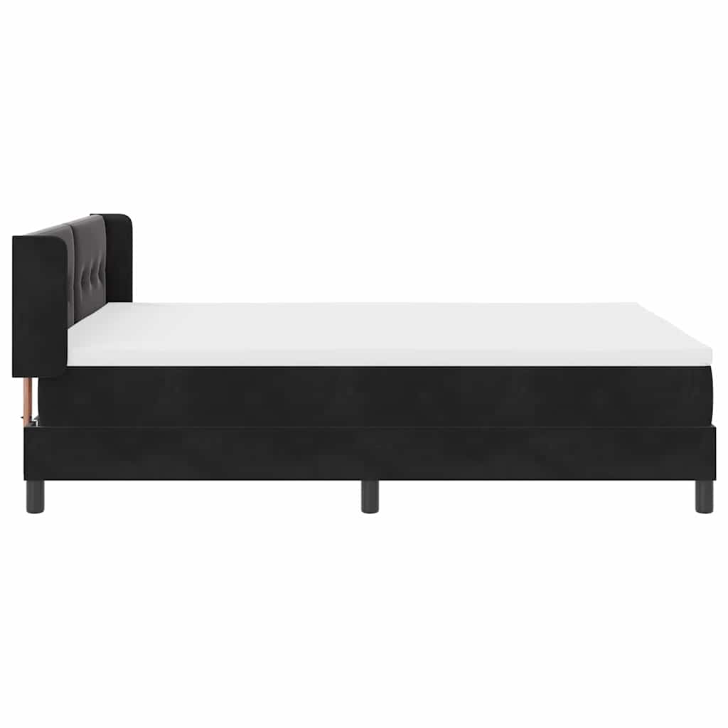 Boxspringbett mit Matratze Schwarz 190 x 140 cm Samt
