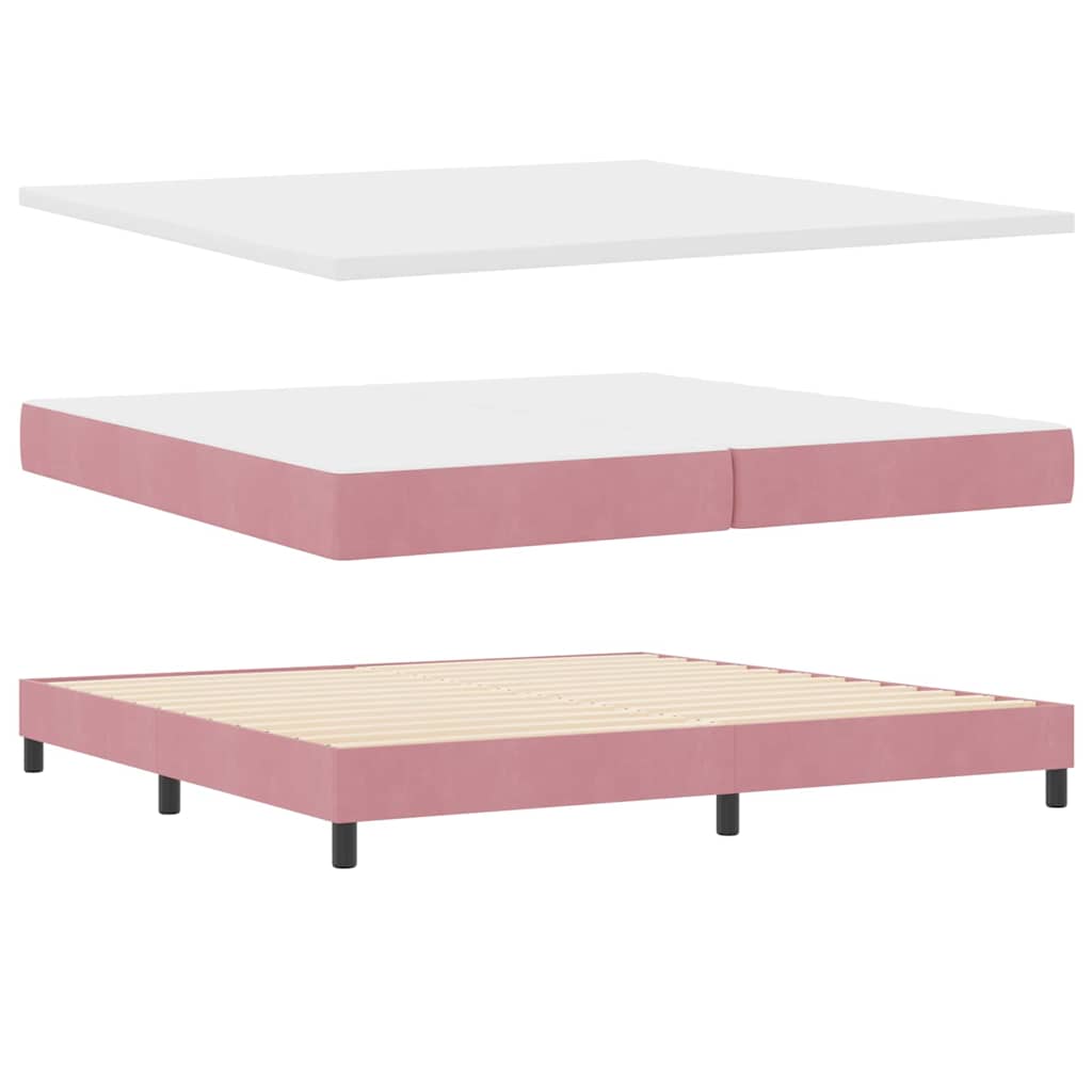 Boxspringbett mit Matratze mit Kopfteil Rosa 200 x 200 cm Samt