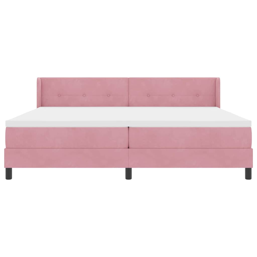 Boxspringbett mit Matratze mit Kopfteil Rosa 200 x 200 cm Samt