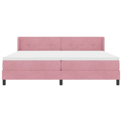 Boxspringbett mit Matratze mit Kopfteil Rosa 200 x 200 cm Samt