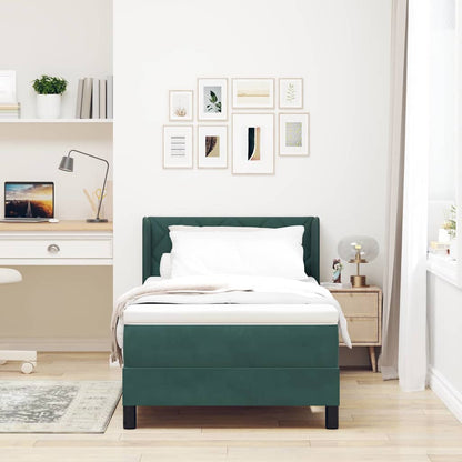 vidaXL Boxspringbett mit Matratze Dunkelgrün 200 x 100 cm Polyester