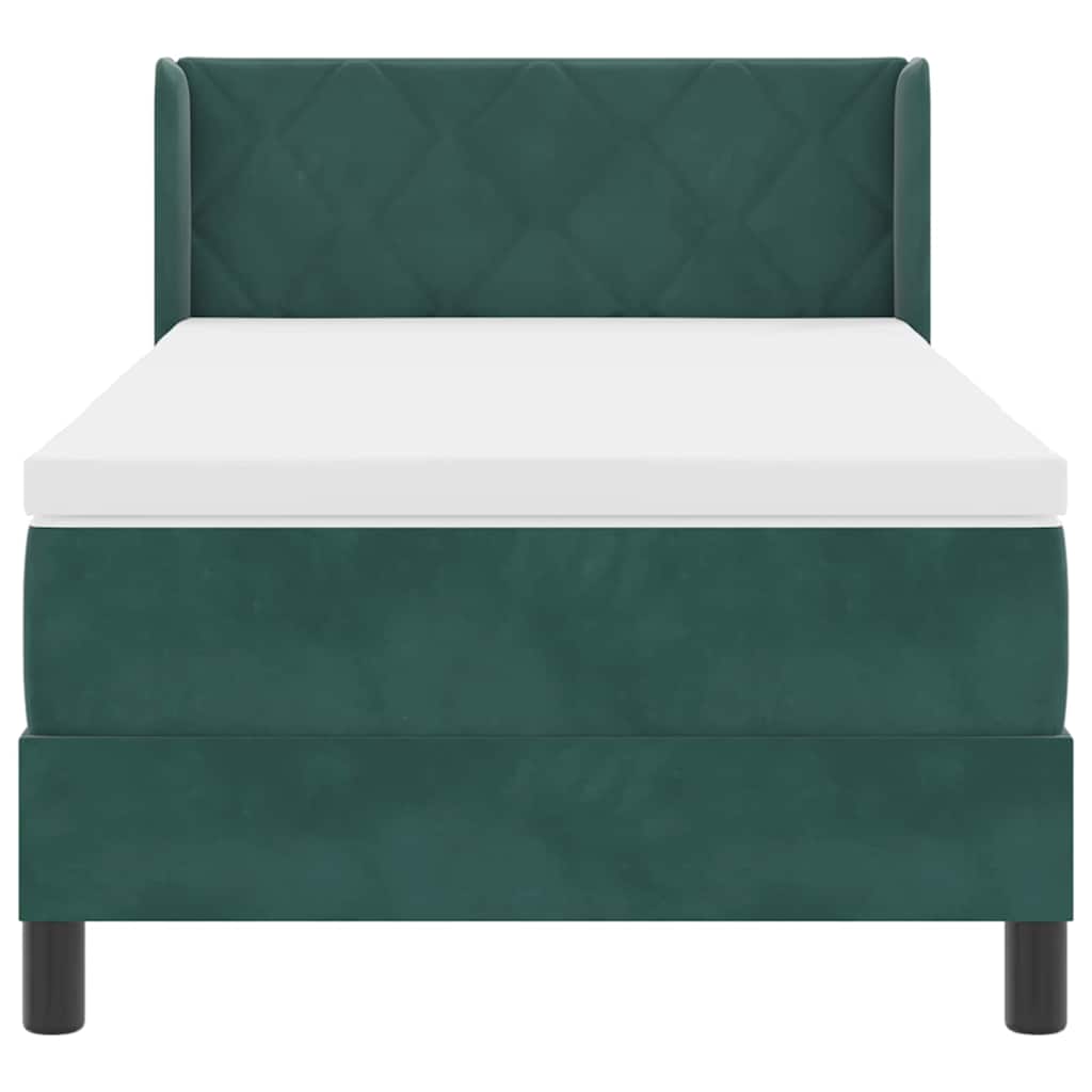 vidaXL Boxspringbett mit Matratze Dunkelgrün 200 x 100 cm Polyester