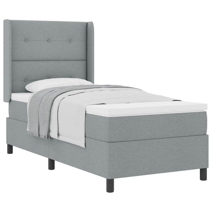 Boxspringbett mit Matratze Hellgrau 200 x 90 cm Stoff