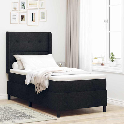vidaXL Boxspringbett mit Matratze Schwarz 100 x 200 cm Stoff