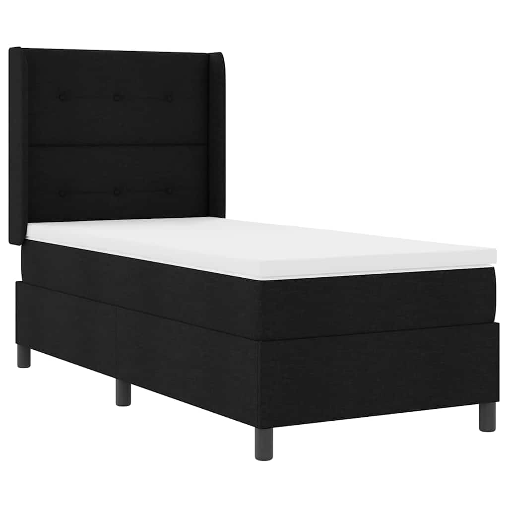 vidaXL Boxspringbett mit Matratze Schwarz 100 x 200 cm Stoff