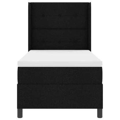 vidaXL Boxspringbett mit Matratze Schwarz 100 x 200 cm Stoff